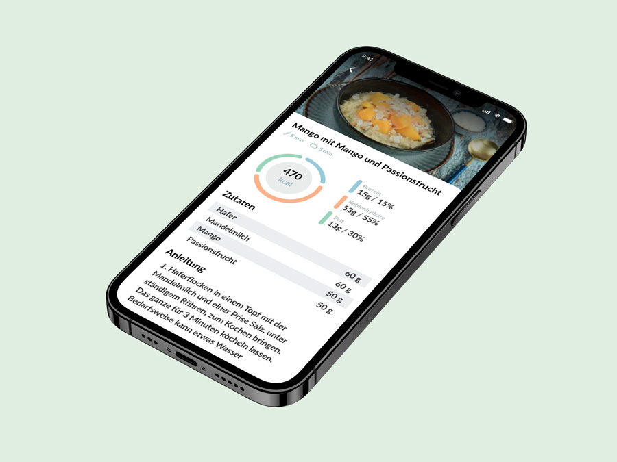 Ein weiteres Mockup der Coaching-App, das weitere Funktionen zeigt.
